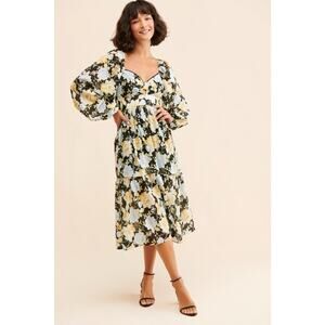 We Are Kindred Dress Isabella Floral Long Sleeve Midi Size 12